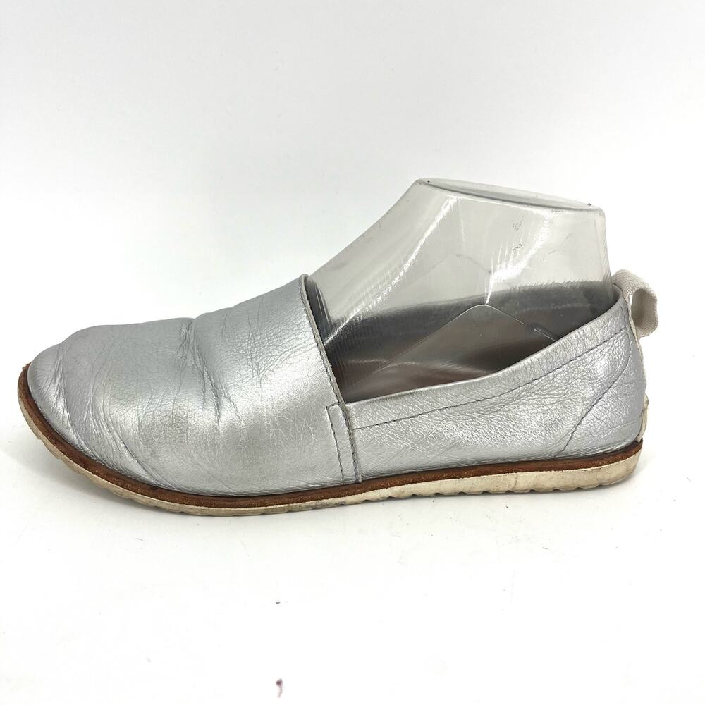 Sorel Ella Silver Metallic Leather‎ Slip on Flat Loafer Shoes (7)